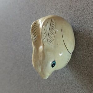Vintage paper mache rabbit bunny yellow
